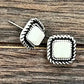 723865 6mm Square White Turquoise Stud Earrings