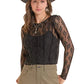 Shirts Women’s Rock&Roll Long Sleeve Mesh Top Black BW22T09376