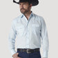 Shirts Men’s Wrangler Sport Western Long Sleeve Blue Pearl Snap 75222BL