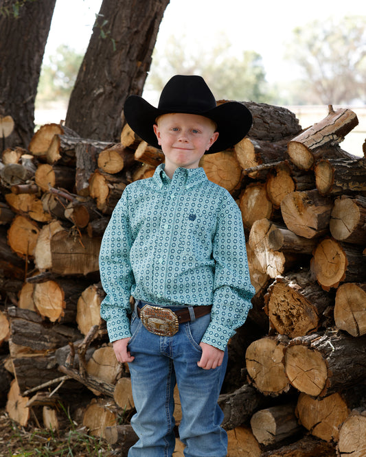 Shirts Boys Cinch Long Sleeve Turquoise Print MTW7060431