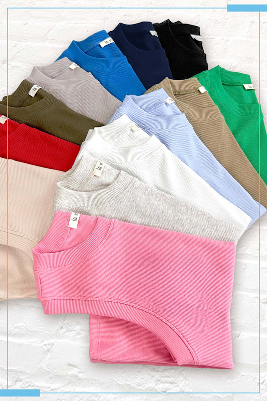 Shirts Women’s-Stretchy Basic Ribbed Sleeveless Crew Neck Tank Top HUT7340