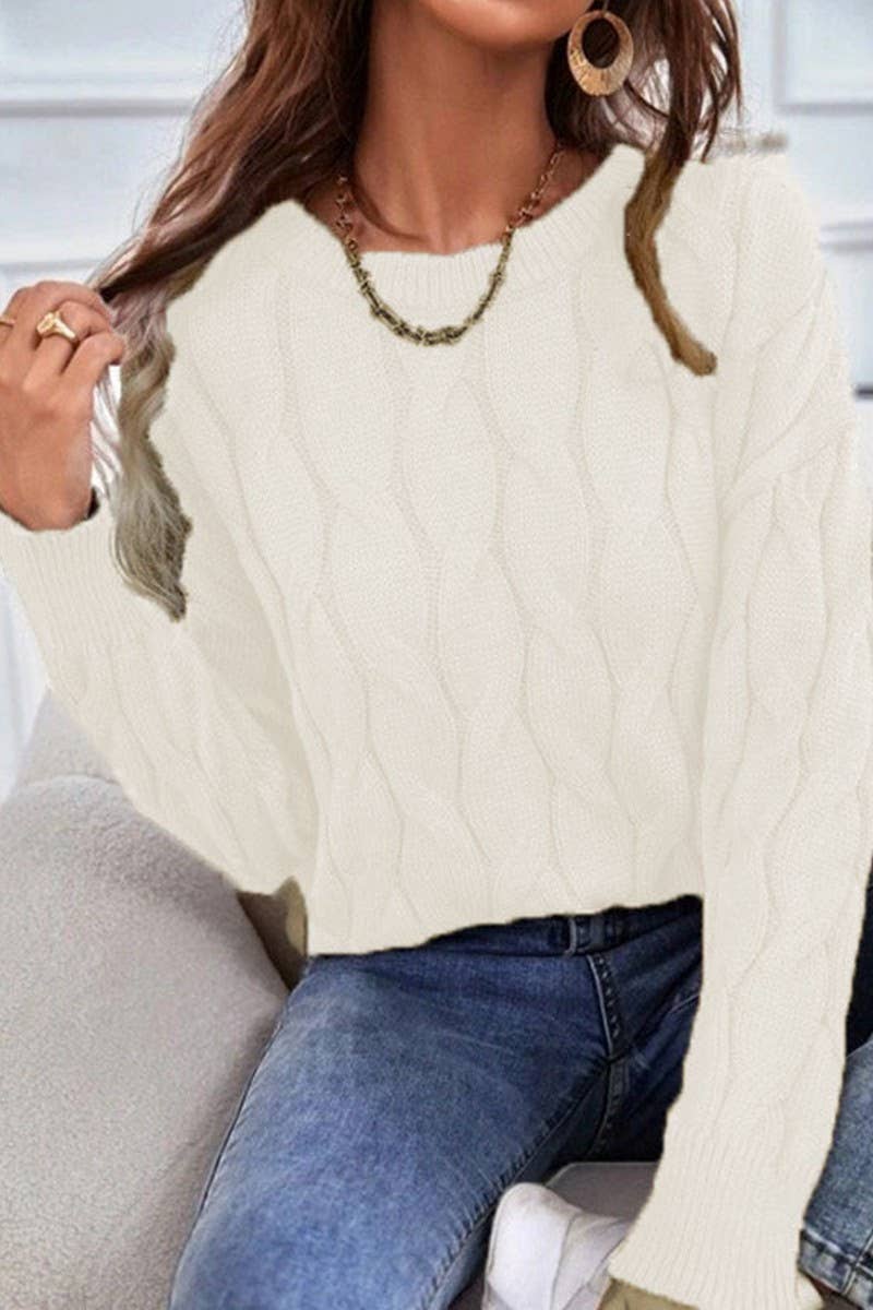 CWOSWL08519_WOMEN LOOSE FIT KNIT PULLOVER SWEATER Outerwear Women’s