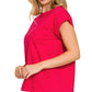 3381 Round Neck Folded Short Sleeve T-shirt CT3381Y