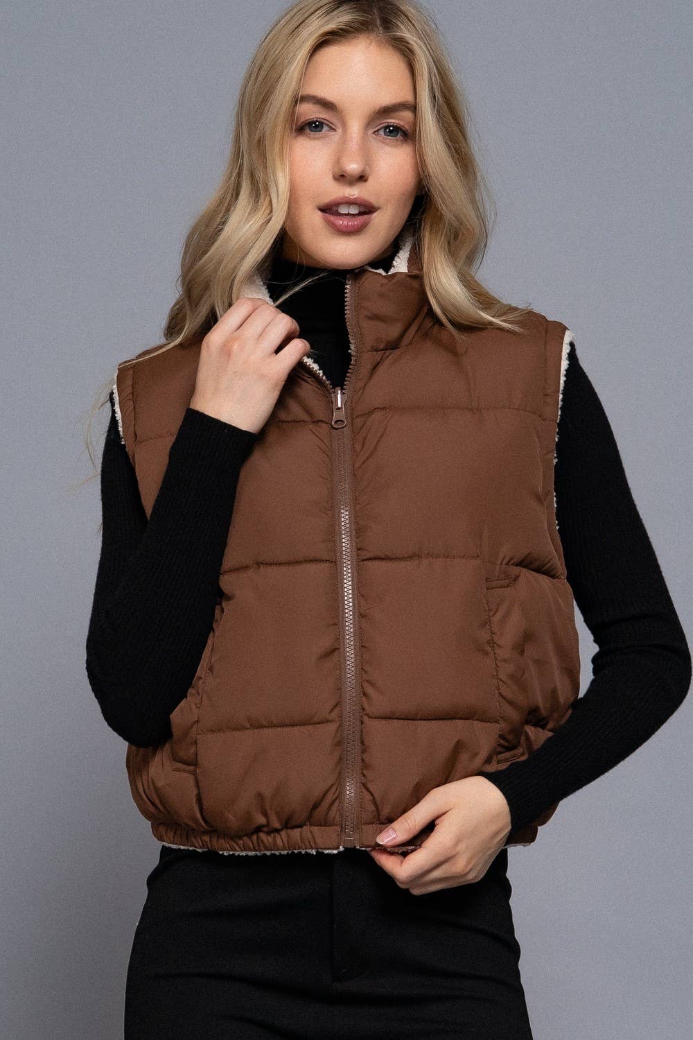 Reversible Fur Padding Vest J14045