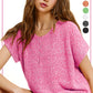 MCS3580-Soft Lightweight Loose Fit Textured Pullover Sweater