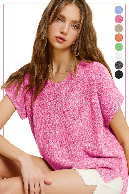 MCS3580-Soft Lightweight Loose Fit Textured Pullover Sweater