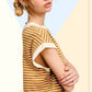 JDT7710 Shirts Women’s Nautical Cap Sleeve Striped Top 4th of july