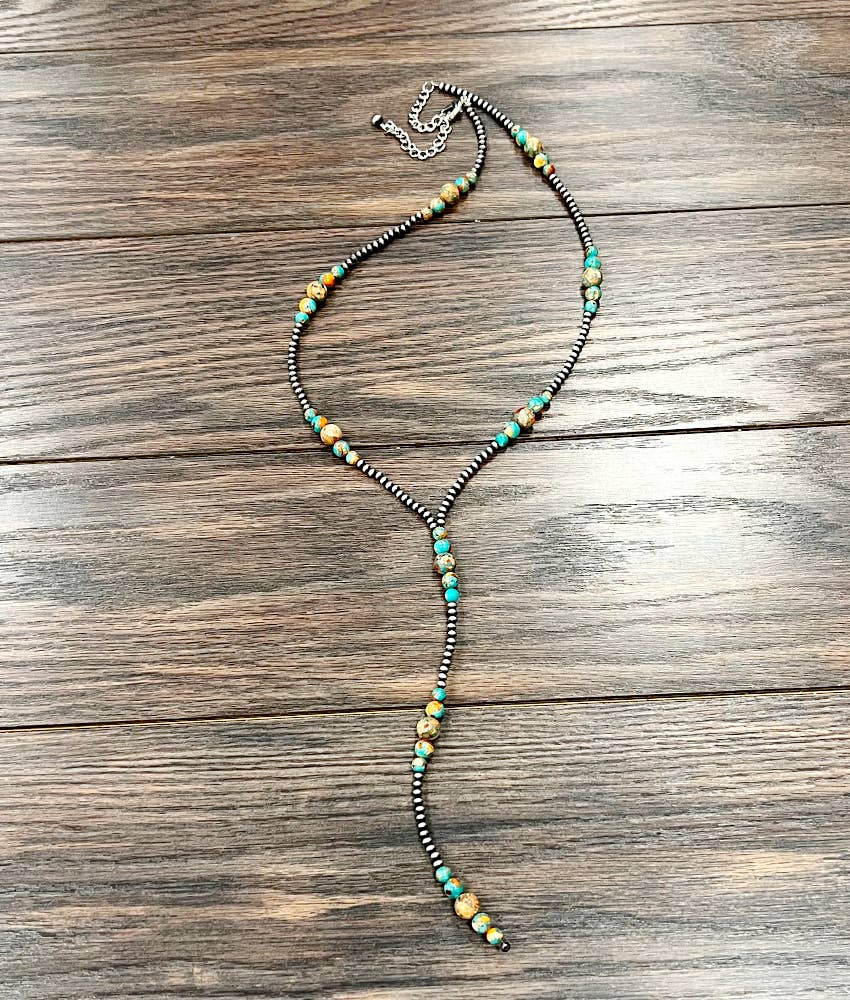 739552, Handmade 31" Navajo Gemstone Tassel Necklace