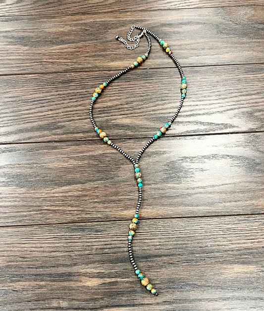 739552, Handmade 31" Navajo Gemstone Tassel Necklace