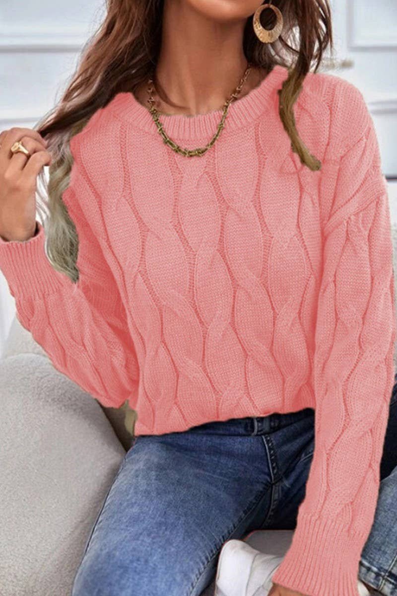CWOSWL08519_WOMEN LOOSE FIT KNIT PULLOVER SWEATER Outerwear Women’s