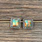 726345, 10mm Square Gemstone Stud Earrings
