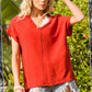 Loose Fit Gauze Fabric Short Sleeve Top HBT7624