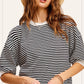 Shits Women’s Loose Fit Striped Short Sleeve Crew Neckline Top MCT7688