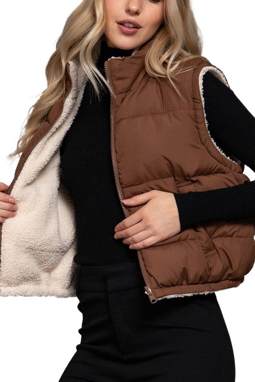 Reversible Fur Padding Vest J14045