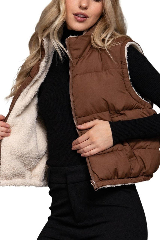 Reversible Fur Padding Vest J14045