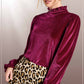 HCT7698-Soft Velvet Long Puff Sleeve Blouse Top shirt womens