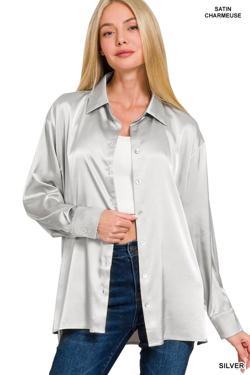 Satin Button Down Shirts 7271D4