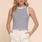 13936 Stripe Cotton Rib Knit Tank Top