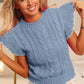 1586 Cable Knit Ruffle Sleeve Sweater