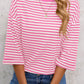 TO1843 Striped Back Tie Bow Knit Top