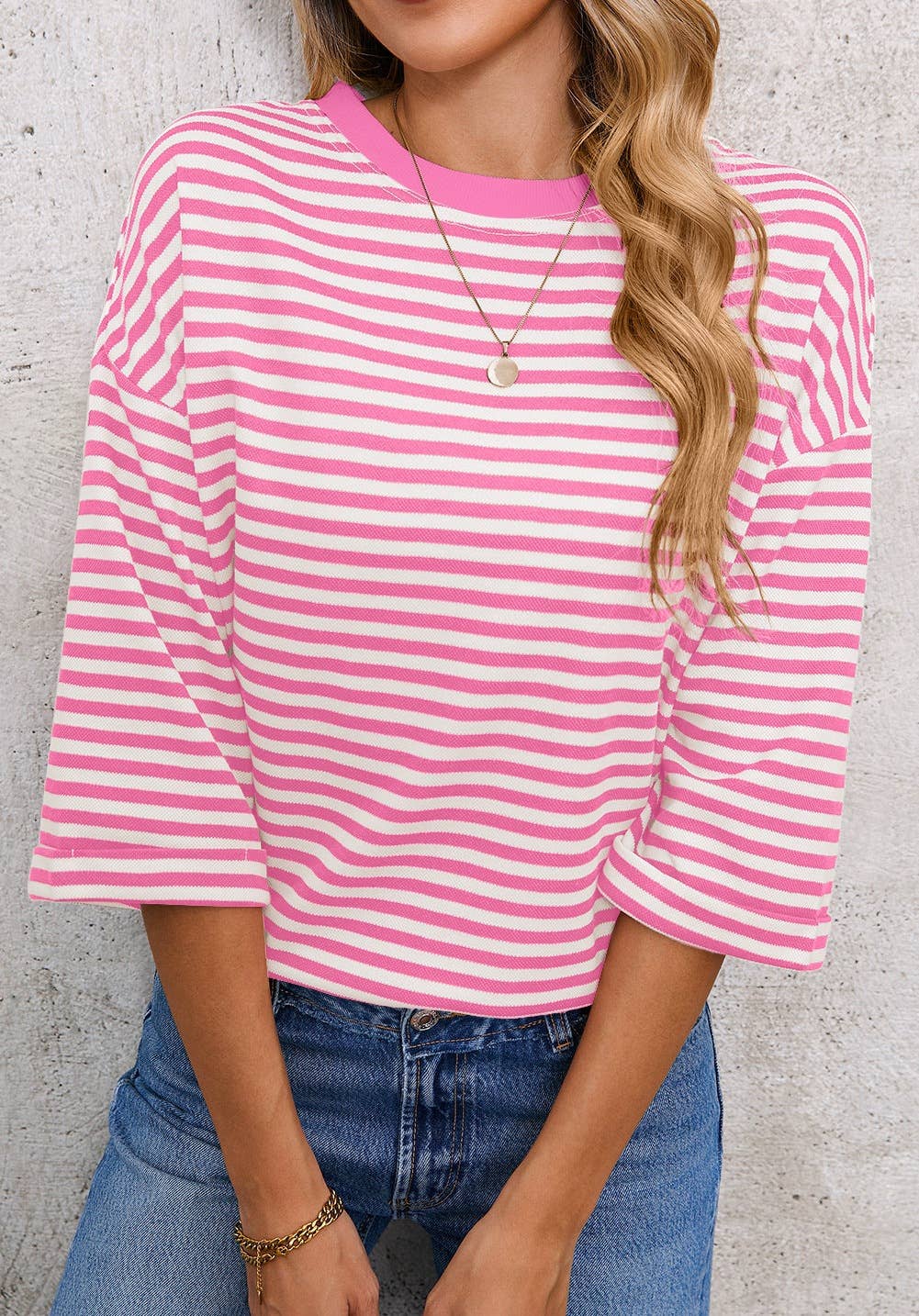 TO1843 Striped Back Tie Bow Knit Top