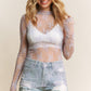 TP9602 MESH LACE HIGH NECK DESIGN LONG SLEEVE FITTED TOP