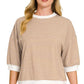 Striped Contrast Trim Banded Bottom Top