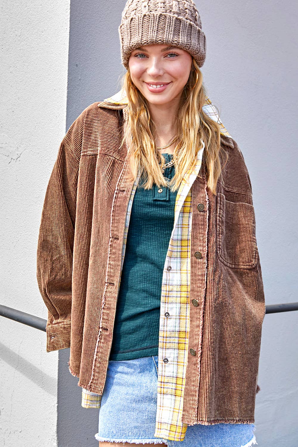 Outerwear Women’s Oversized Corduroy Button JKT1727