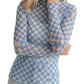 7127 High Neck Checker Mesh Semi Sheer Top HT7127F