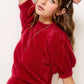 Soft Mohair Puff Short Sleeve Knit Top JCS3554