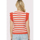 Outerwear Women’s STRIPED RUFFLE SLEEVE SWEATER 55950