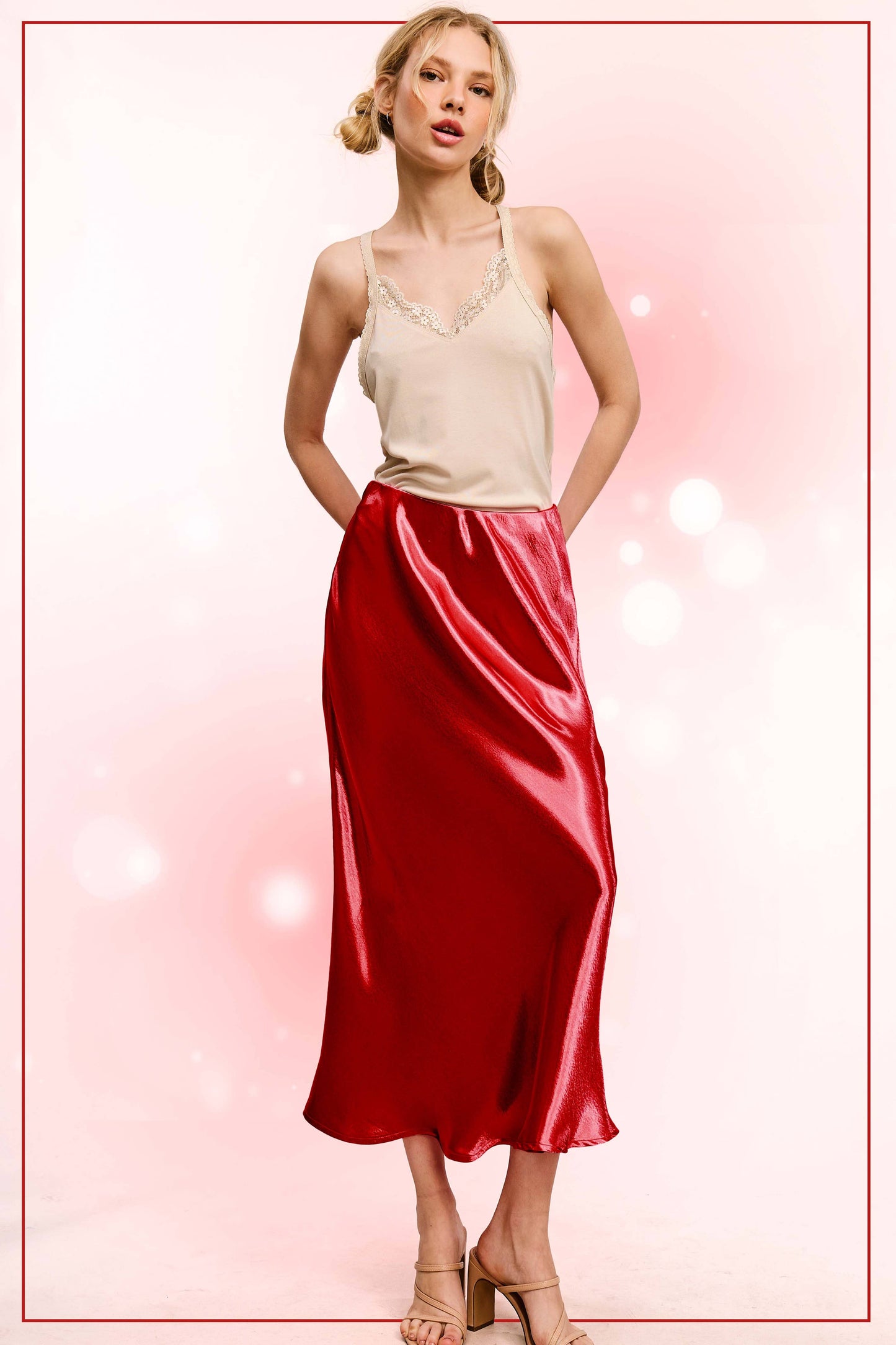 JDP4232-Dressy Satin Long Panel Silhouette Skirt