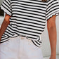 Shirts Women’s LDC Spring Scalloped Trim Round Neck Stripe T Shirt P219 P319