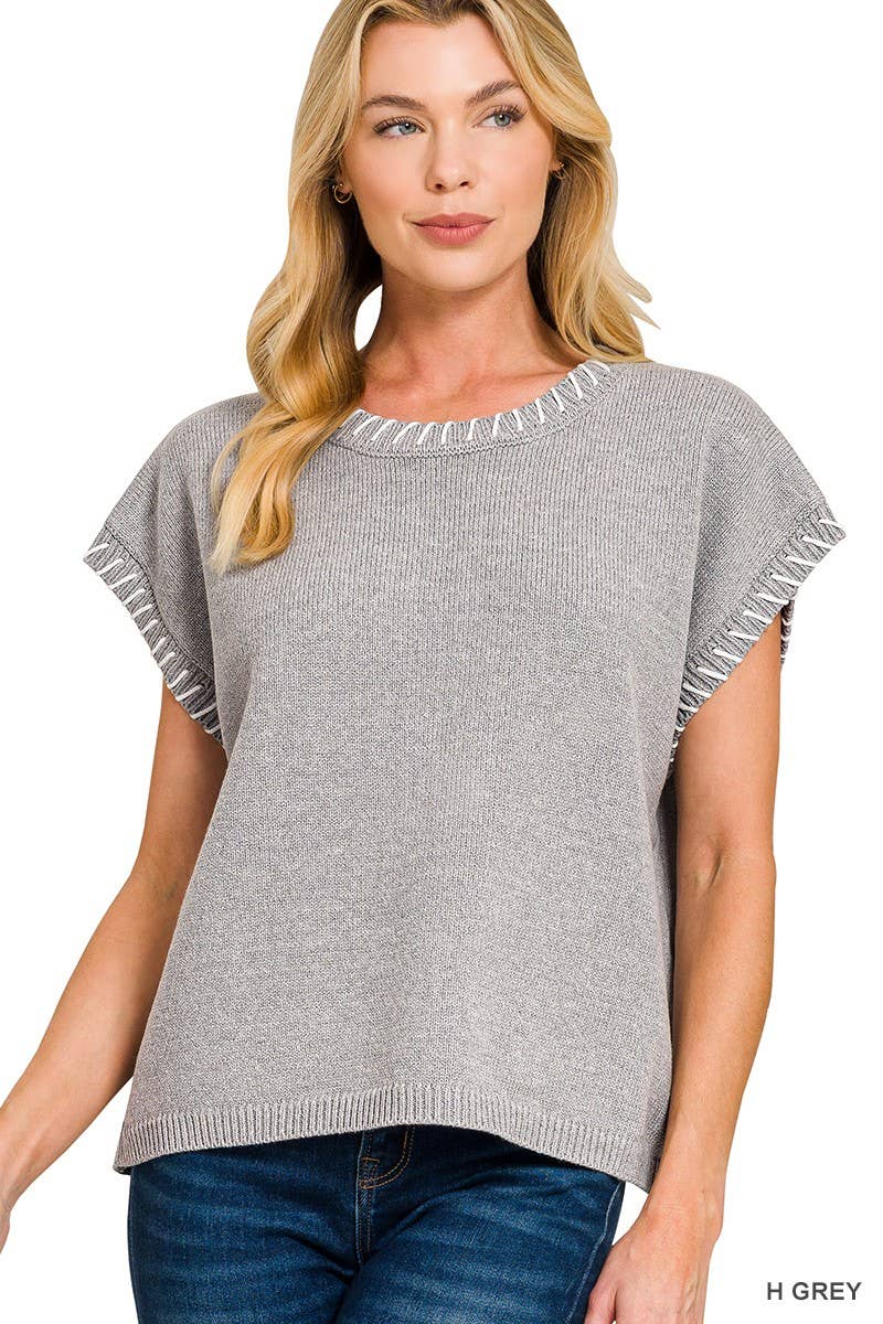 Outerwear Women’s Stitch Detailed Oversize Sweater Vest 2717Y