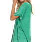 Washed Ribbed Short Sleeve Boat-neck Top 8393a