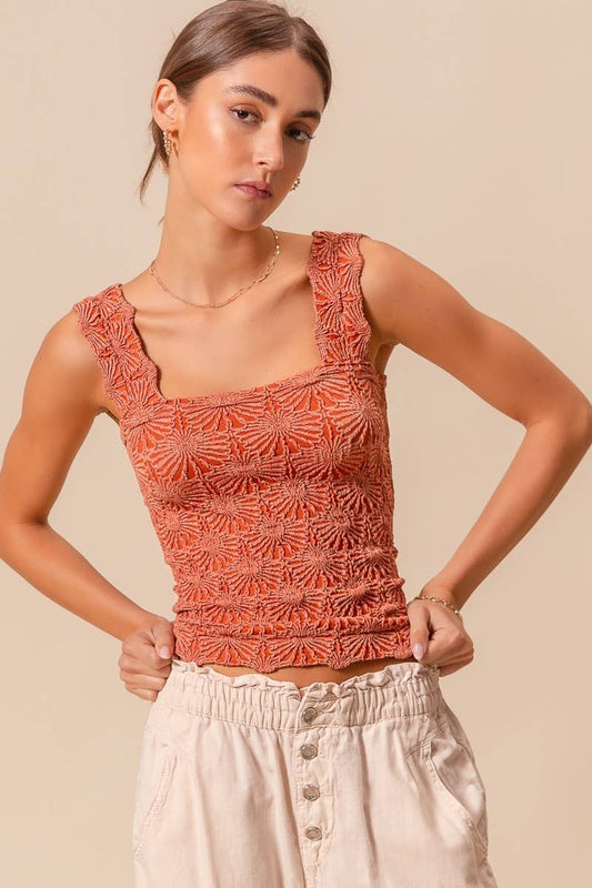 Floral Jacquard Seamless Tank Top JT1276