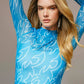 Shirts Women’s  Boots Stitch Throughout Mesh Mock Neck Fitted Top 36349T