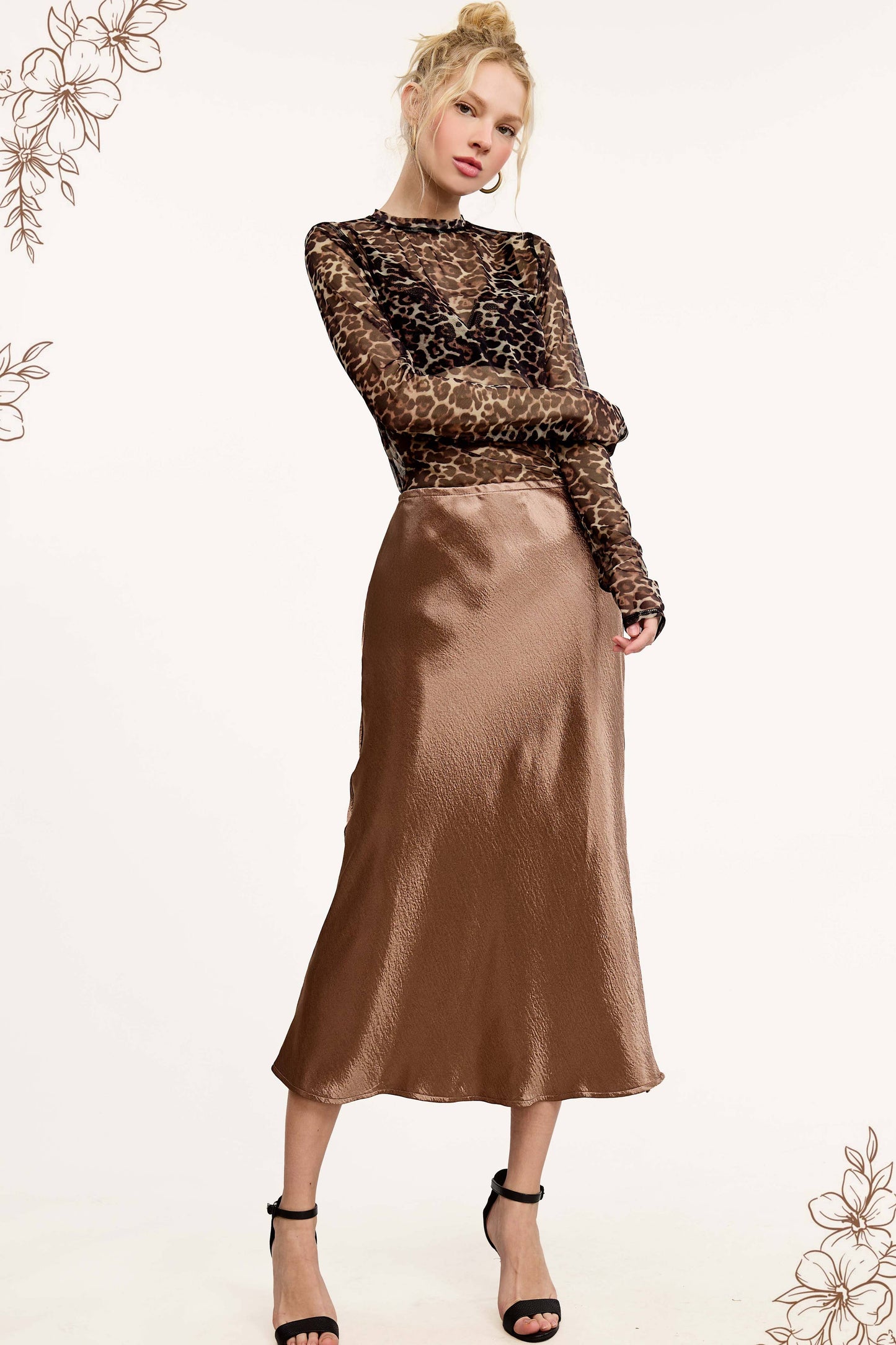 JDP4232-Dressy Satin Long Panel Silhouette Skirt