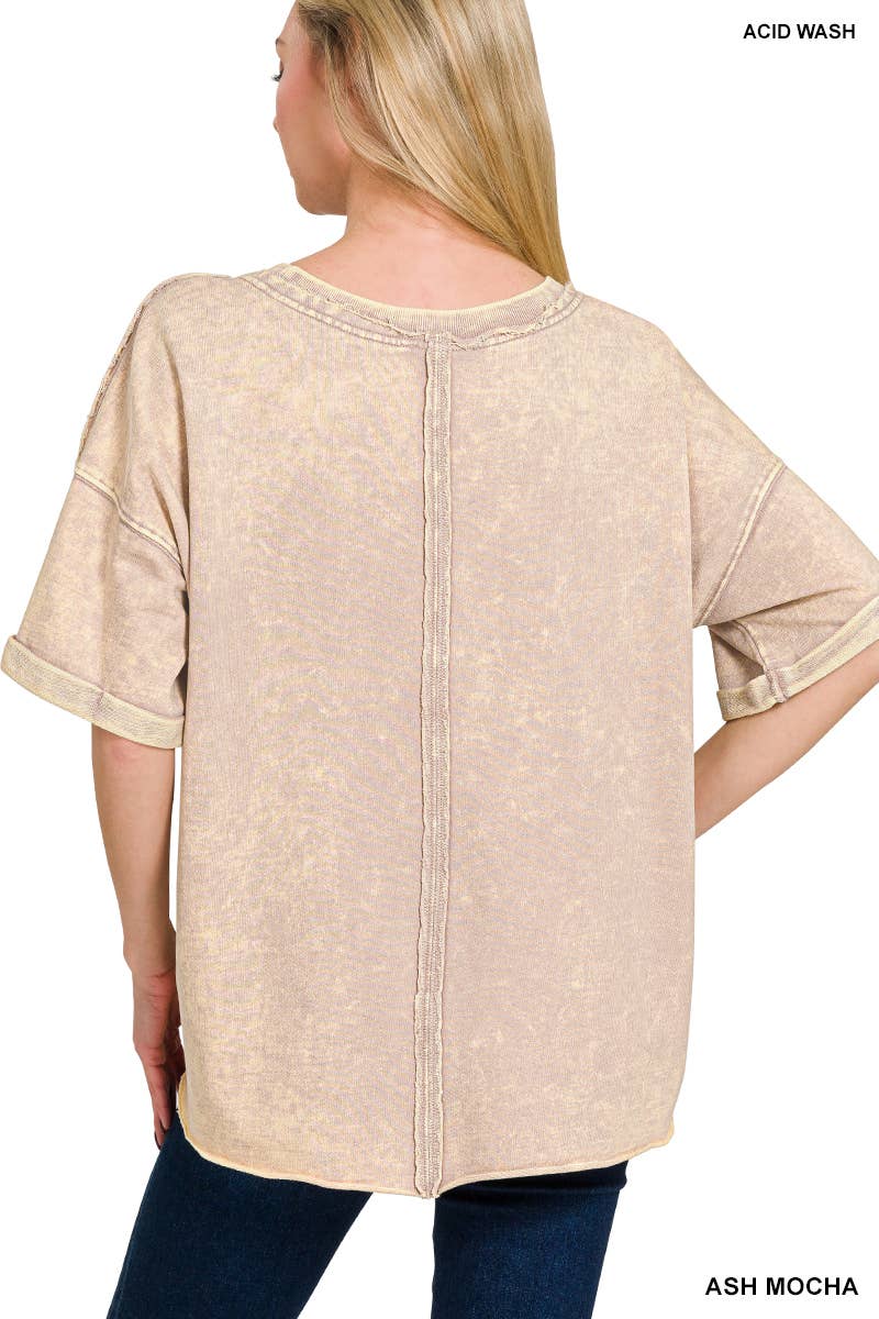 French Terry Acid Washed Tee Shirts 5314A