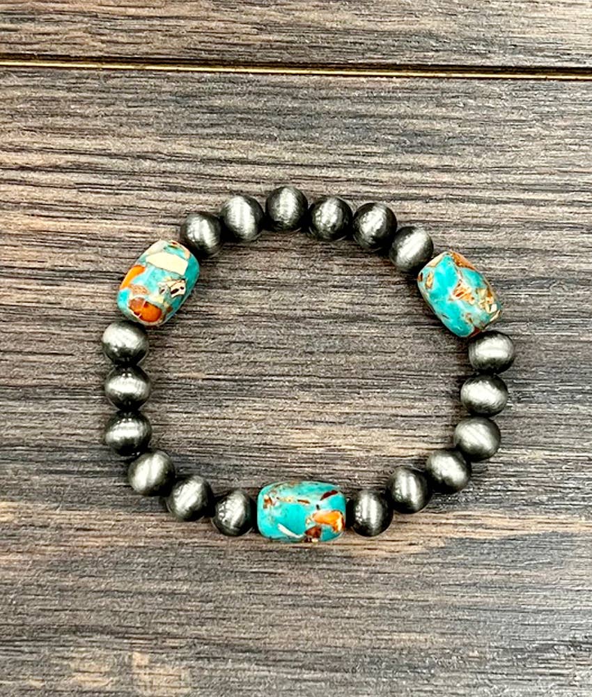 711607, Handmade Navajo Gemstone Stretch Bracelet