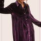 HCD9315-Soft Velvety Button Down Collar Dress
