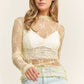 TP9602 MESH LACE HIGH NECK DESIGN LONG SLEEVE FITTED TOP