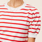 Shirts Women’s Lightweight Puff Short Sleeve Stripe Knit Top JCS3562