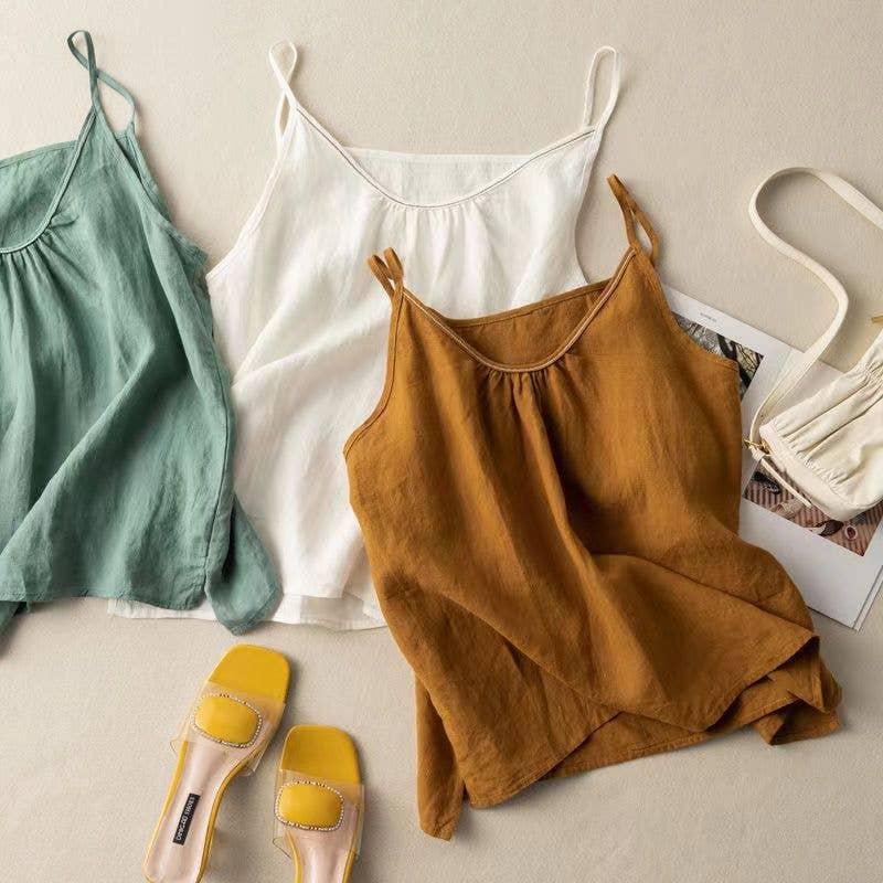 TO1185 Cotton Linen Camisole Tank Top