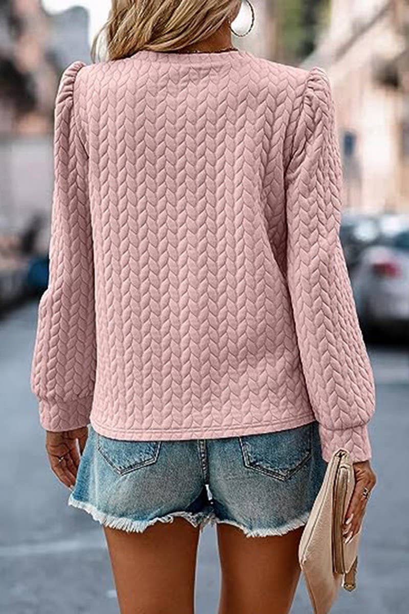 CWOSWL07861 PUFFER CABLE KNIT SWEATSHIRT outerwear women’s