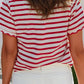 Shirts Women’s LDC Spring Scalloped Trim Round Neck Stripe T Shirt P219 P319