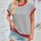 Knit Striped Batwing Sleeve Sweater SW1275