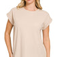 3381 Round Neck Folded Short Sleeve T-shirt CT3381Y
