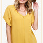 Loose Fit Gauze Fabric Short Sleeve Top HBT7624