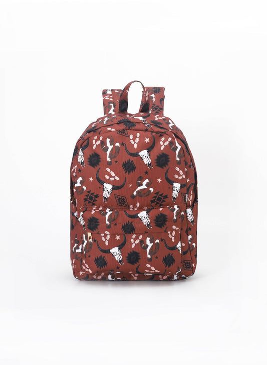 Western Cow Print Aztec Cactus Kids Brown Backpack